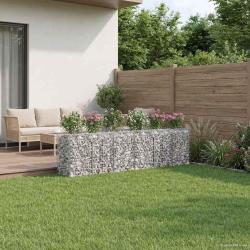 Lit sur&eacute;lev&eacute; gabion 3 pcs Argent&eacute; 400 x 50 x 80 cm
