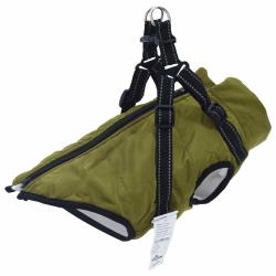 Manteau pour chien Vert arm&eacute;e L28 Fleece et Polyester