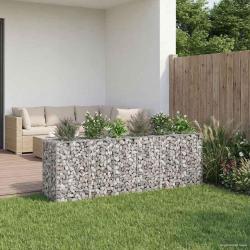 Lit sur&eacute;lev&eacute; gabion 2 pcs Argent&eacute; 250 x 50 x 80 cm