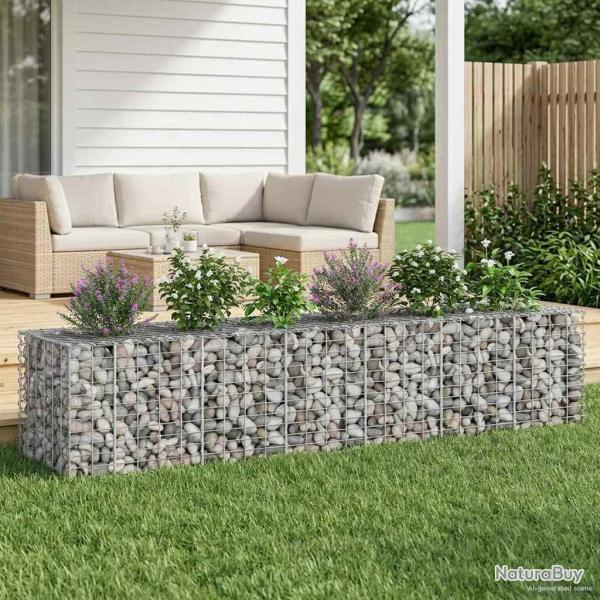 Lit sur�lev� gabion 2 pcs Argent� 260 x 60 x 55 cm