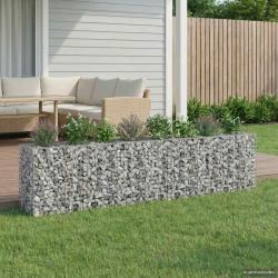 Lit sur&eacute;lev&eacute; gabion 2 pcs Argent&eacute; 330 x 50 x 80 cm