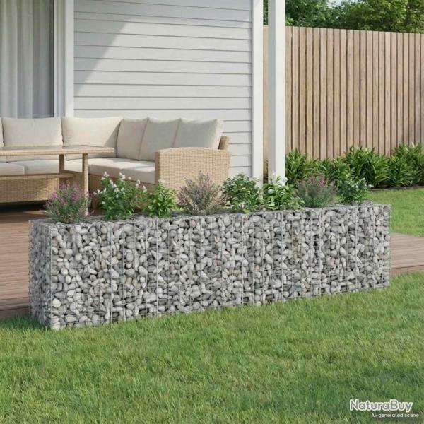Lit sur�lev� gabion 2 pcs Argent� 330 x 50 x 80 cm