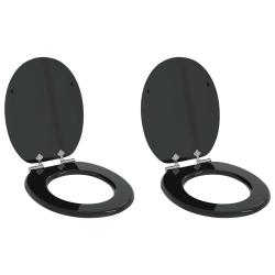 Si&egrave;ge de toilette &agrave; fermeture douce 2 pcs Noir 44 x 38 cm