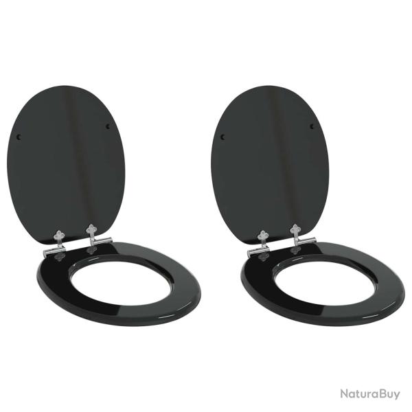 Si�ge de toilette � fermeture douce 2 pcs Noir 44 x 38 cm