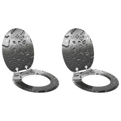 Si&egrave;ge de toilette &agrave; fermeture douce 2 pcs Gris 44 x 38 cm