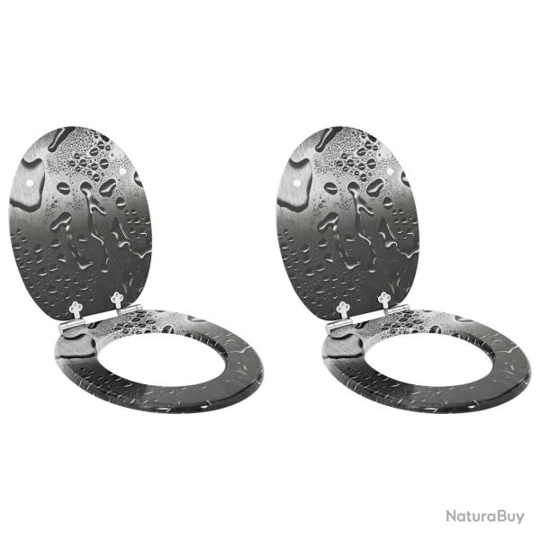 Si�ge de toilette � fermeture douce 2 pcs Gris 44 x 38 cm