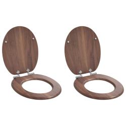 Si&egrave;ge de toilette &agrave; fermeture douce 2 pcs Marron 44 x 38 cm