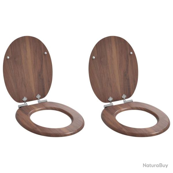 Si�ge de toilette � fermeture douce 2 pcs Marron 44 x 38 cm