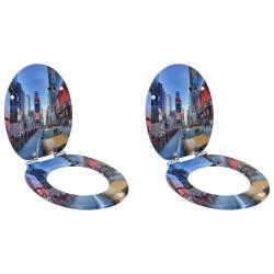 Si&egrave;ge de toilette &agrave; fermeture douce 2 pcs Multicolore