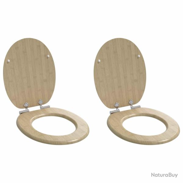 Si�ge de toilette � fermeture douce 2 pcs Couleur bambou clair