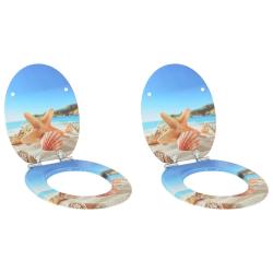 Si&egrave;ge de toilette &agrave; fermeture douce 2 pcs Coquillage de mer