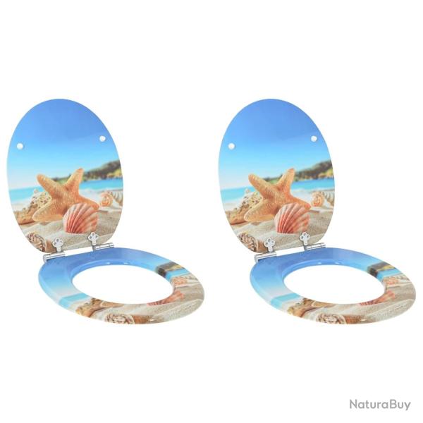 Si�ge de toilette � fermeture douce 2 pcs Coquillage de mer
