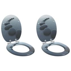 Si&egrave;ge de toilette &agrave; fermeture douce 2 pcs Gris 44 x 38 cm