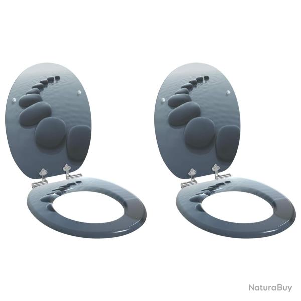 Si�ge de toilette � fermeture douce 2 pcs Gris 44 x 38 cm