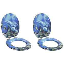 Si&egrave;ge de toilette &agrave; fermeture douce 2 pcs Bleu 44 x 38 cm