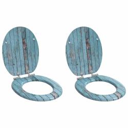 Si&egrave;ge de toilette &agrave; fermeture douce 2 pcs Bleu 44 x 38 cm