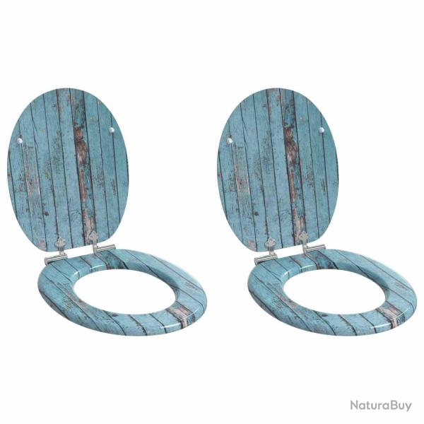 Si�ge de toilette � fermeture douce 2 pcs Bleu 44 x 38 cm