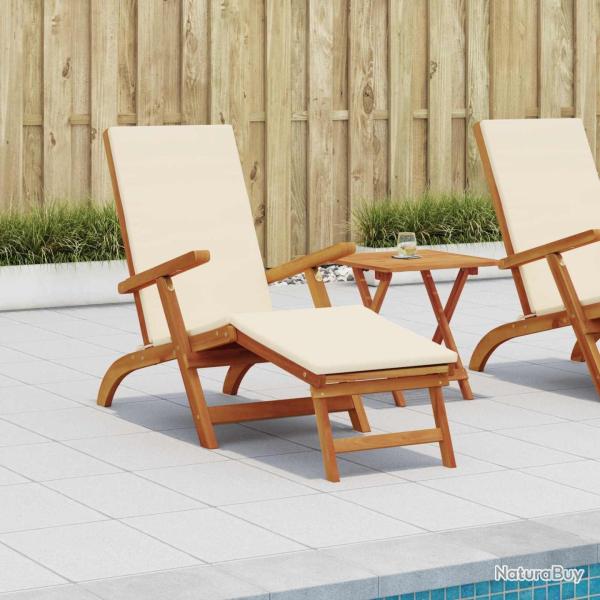 Chaise longue inclinable et pliable 2 pcs Cr�me blanc