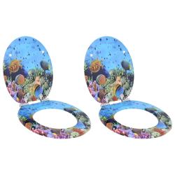 Si&egrave;ge de toilette &agrave; fermeture douce 2 pcs Bleu profond de mer