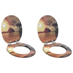 Si&egrave;ge de toilette &agrave; fermeture douce 2 pcs Orange 44 x 38 cm