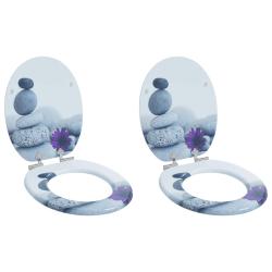 Si&egrave;ge de toilette &agrave; fermeture douce 2 pcs Gris 44 x 38 cm