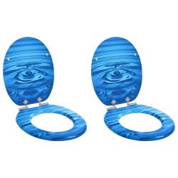 Si&egrave;ge de toilette &agrave; fermeture douce 2 pcs Goutte bleue