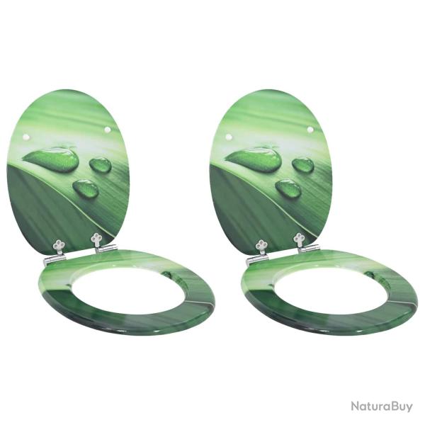 Si�ge de toilette � fermeture douce 2 pcs Goutte verte