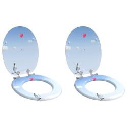 Si&egrave;ge de toilette &agrave; fermeture douce 2 pcs Bleu 44 x 38 cm