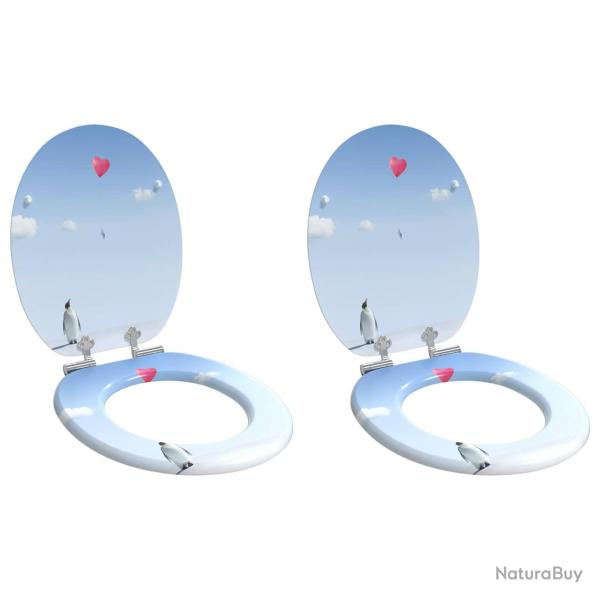 Si�ge de toilette � fermeture douce 2 pcs Bleu 44 x 38 cm