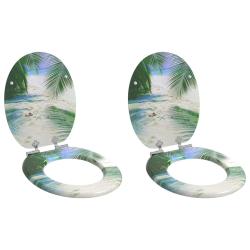 Si&egrave;ge de toilette &agrave; fermeture douce 2 pcs Vert 44 x 38 cm