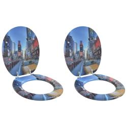 Si&egrave;ge de toilette &agrave; fermeture douce 2 pcs Gris 44 x 38 cm