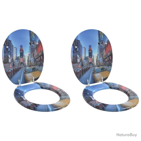 Si�ge de toilette � fermeture douce 2 pcs Gris 44 x 38 cm