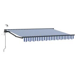 Auvent r&eacute;tractable &eacute;lectrique Bleu et Blanc 3 x 2 m