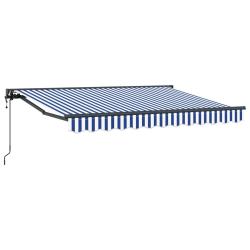 Auvent r&eacute;tractable &eacute;lectrique Bleu et Blanc 3,5 x 2 m