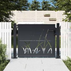 Portail de jardin Anthracite 100x75 cm Acier Design Herbe