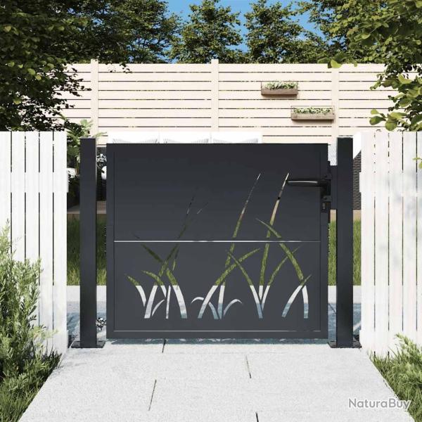 Portail de jardin Anthracite 100x75 cm Acier Design Herbe
