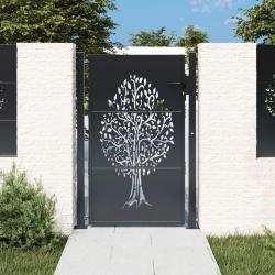 Portail de jardin anthracite 100x150 cm acier conception d'arbre