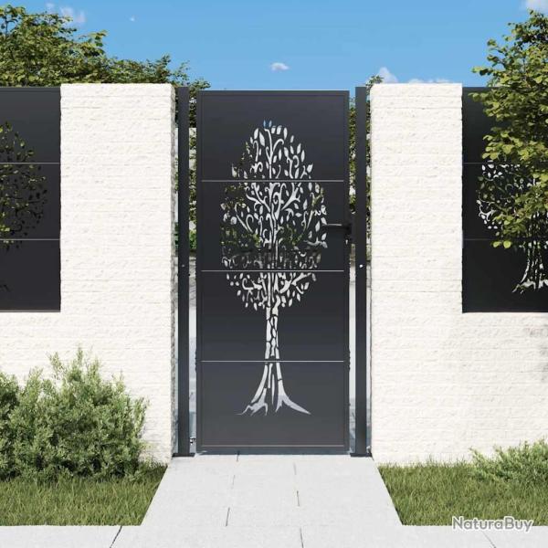 Portail de jardin Anthracite 100x175 cm Acier Design Arbre