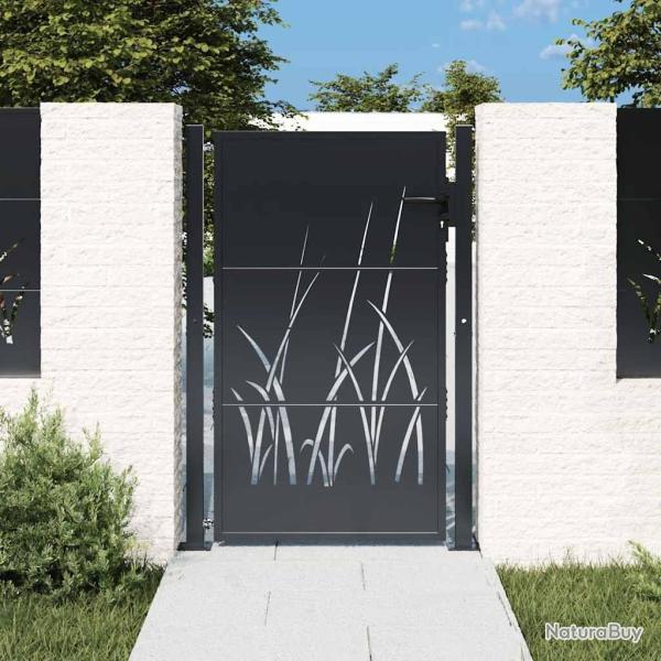 Portail de jardin Anthracite 100x125 cm Acier Design Herbe