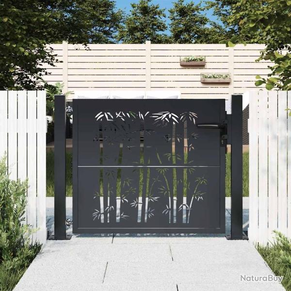 Portail de jardin Anthracite 100x75 cm Acier Design Bambou