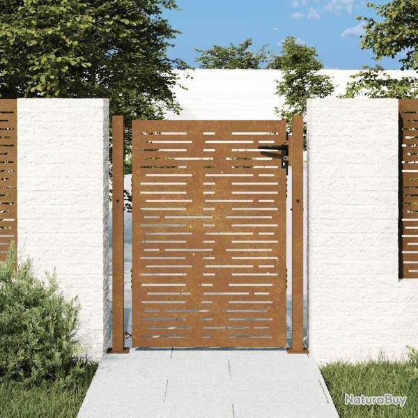 Portail de jardin 100x150 cm en acier Corten, design carr�