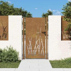 Portail de jardin 100x175 cm acier corten conception d'herbe
