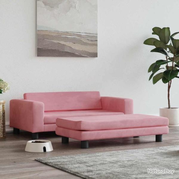 Lit pour chien avec extension rose 100x50x30 cm velours