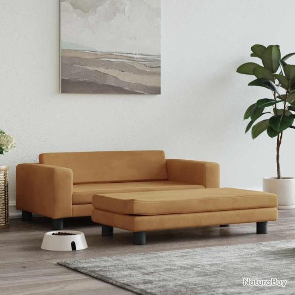 Lit pour chien avec extension marron 100x50x30 cm velours