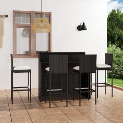 Ensemble de bar de jardin avec coussins 5 pcs Noir