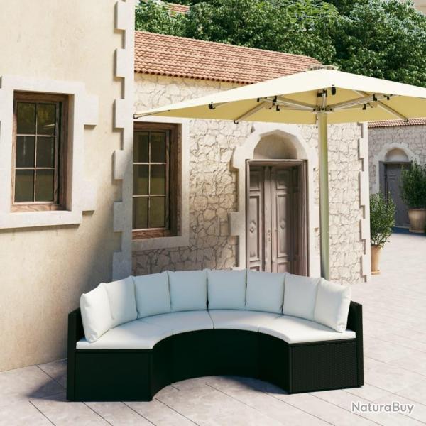 Salon de jardin 4 pcs avec coussins R�sine tress�e Noir