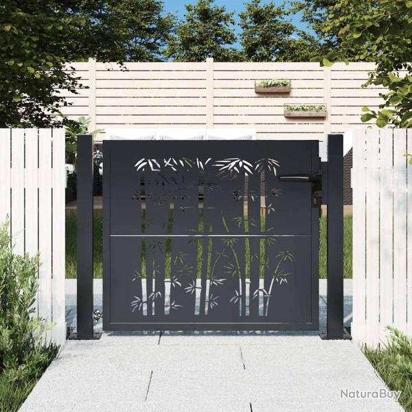 Portail de jardin Anthracite 100x100 cm Acier Design Bambou