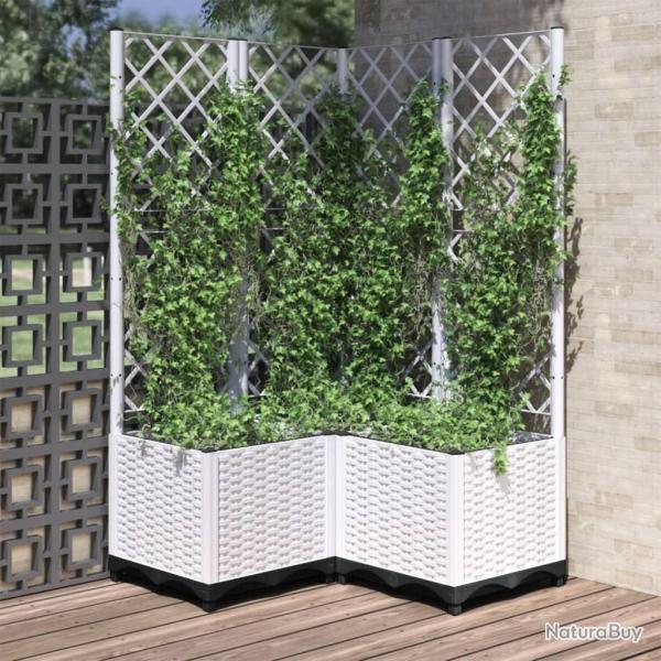 Jardini�re avec treillis Blanc 80x80x136 cm PP