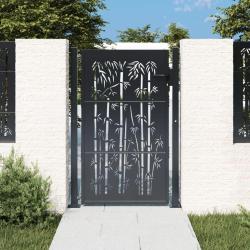 Portail de jardin anthracite 100x125 cm acier design de bambou