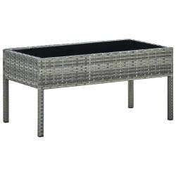 Table de jardin Gris 75x40x37 cm R&eacute;sine tress&eacute;e